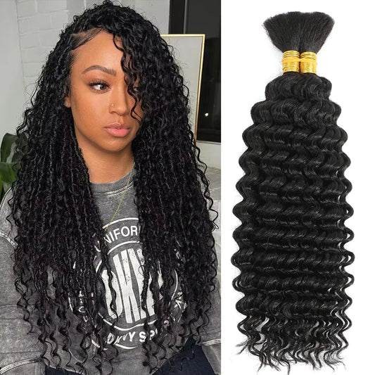 Braiding Hair Wigs Deep Wave Bulk for Braiding No Weft Deep Curly Braiding Hair Wigs for Boho Braids Brazilian Virgin Hair Wigs