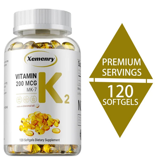 Vitamin K2 MK-7 Supplement - Supports Bone Density, Teeth, Skin, Heart Health and Immunity