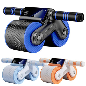 Abdominal Wheel Exerciser Dual Wheel Design Abdominal Fitness Wheel Automatic Rebound Anti-Slip for Bodybuilding Training