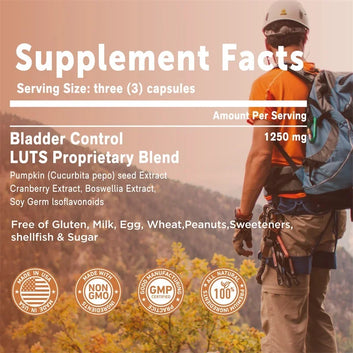 Bladder Control Supplement - Supports Urinary Tract Function and Bladder Health, Helping To Cleanse and Protect